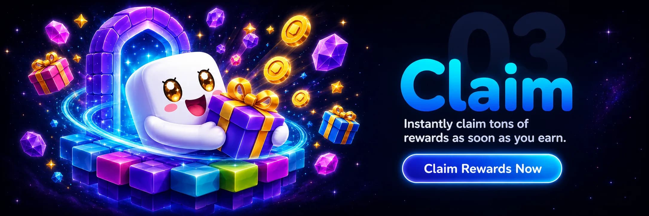 Claim — instantly claim your rewards on Bloxtopia as soon as you earn them.